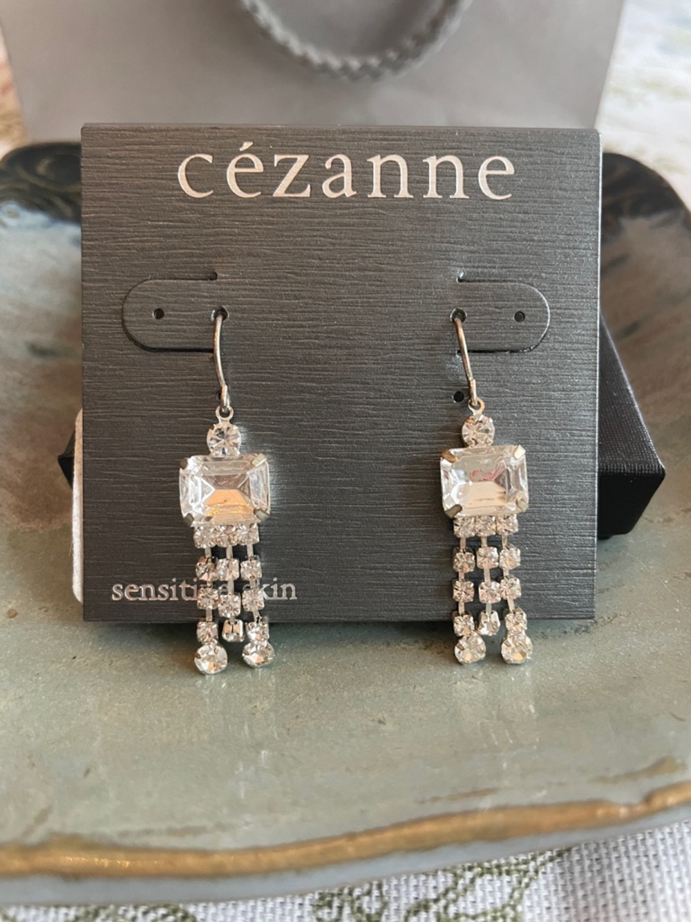 Cezanne Silver and Crystal Dangle Earrings Sensitive Skin